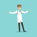 Young smiling male doctor character standing vector Illustration Royalty Free Stock Photo