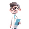 Young smiling man avatar doctor folder in hand, medical specialist Medicine concept. Cute 3d icon people character illustration.