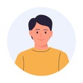 Young smiling man cartoon avatar icon. Modern vector people character illustration. Cartoon minimal style. Young guy