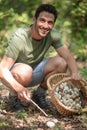 young smiling man - delicious tasty healthy food Royalty Free Stock Photo