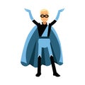 Young smiling masked man in a blue superhero costume Illustration