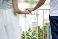 Young smiling tender romantic couple in Positano, Italy