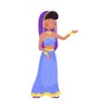 Young Smiling Woman in Belly Dancing Clothing Vector Illustration