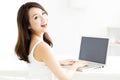 Young smiling woman with laptopÃÂ  Royalty Free Stock Photo
