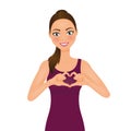 Young smiling woman make heart by the hands. Royalty Free Stock Photo