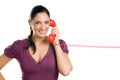 Young smiling woman operator on a phone call Royalty Free Stock Photo