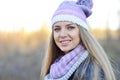 Young smiling woman outdoors portrait Royalty Free Stock Photo