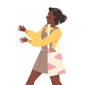 Young Smiling Woman Outstretching Her Arms Showing Positive Hand Gesture Vector Illustration