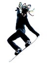 Young snowboarder man silhouette