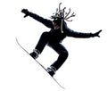 Young snowboarder man silhouette