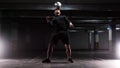 A young soccer man training the basic tricks with the ball Balancing the ball on the head Royalty Free Stock Photo