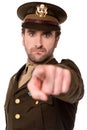 Young soldier pointing towards camera Royalty Free Stock Photo