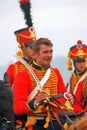 Young soldiers in red uniform at Borodino