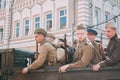 Young soldiers in the truck on the parade of Victory Day on May
