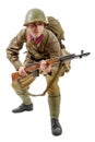 Young Soviet soldier with SVT rifle on the white background Royalty Free Stock Photo