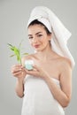 Young Spa Woman after Sauna. Smiling Spa Model Royalty Free Stock Photo