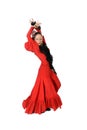 Young Spanish woman dancing flamenco with castanets in her hands Royalty Free Stock Photo