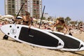 Young Spanish women with paddle boards