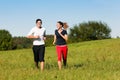 Young sport couple jogging outdoors in summer Royalty Free Stock Photo