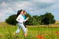 Young sportive couple is jogging outside Royalty Free Stock Photo