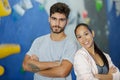 Young sportive couple looking at camera in gym Royalty Free Stock Photo