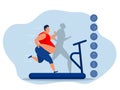 Young sportive man training speed run with treadmill in sport gymnasium club center. Fitness stretching concept. icon Health