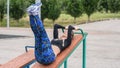 Young sports girl doing exercises on the abs. Royalty Free Stock Photo