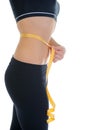 Young sports woman measuring waist. Royalty Free Stock Photo