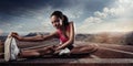 Young sportswoman stretching Royalty Free Stock Photo