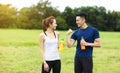 Young  couple working out together outdoors Royalty Free Stock Photo