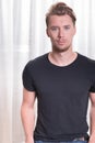 Young sporty man with black t-shirt