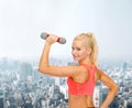Young sporty woman with light dumbbell Royalty Free Stock Photo