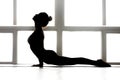 Young sporty yogi woman practicing yoga, doing upward facing dog Royalty Free Stock Photo