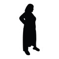 A woman standing body, black color silhouette vector