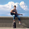 Young street guitarist Royalty Free Stock Photo