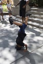 Young street performer or busker on the street of New York City