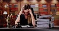 Young Stressed Female Lawyer Working