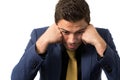 Young stressed overwhelmed businessman Royalty Free Stock Photo