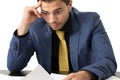 Young stressed overwhelmed businessman Royalty Free Stock Photo