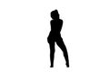 Young stripper girl posing silhouette from behind isolated on a white background