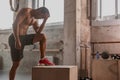 Handsome male personal trainer working in gym Royalty Free Stock Photo