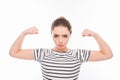 Young strong sexy woman showing her muscles Royalty Free Stock Photo