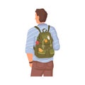 Young student with backpack, back view teenager