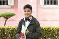 Young Student with Bag and Books Royalty Free Stock Photo