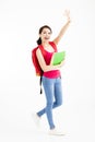 Young student girl with books isolated