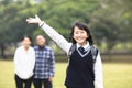 young student girl with parent in school Royalty Free Stock Photo