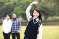 young student girl with parent in school Royalty Free Stock Photo