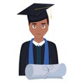 Young student graduated black with diploma