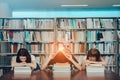 Young Student Group Reading Book Serious, Royalty Free Stock Photo