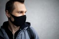 Young Student Guy In Medical Protective Mask On Street Portrait Coronavirus